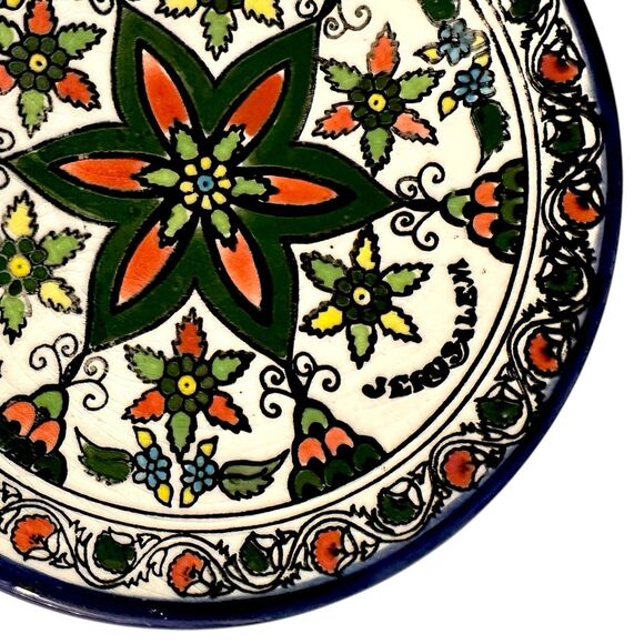 Vintage Handcrafted Jerusalem Floral Plate – Hand Painted Wall Plaque, 6.5” - Picture 5 of 8